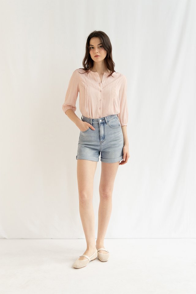 LYON DENIM CUFFED SHORTS MIDWASH