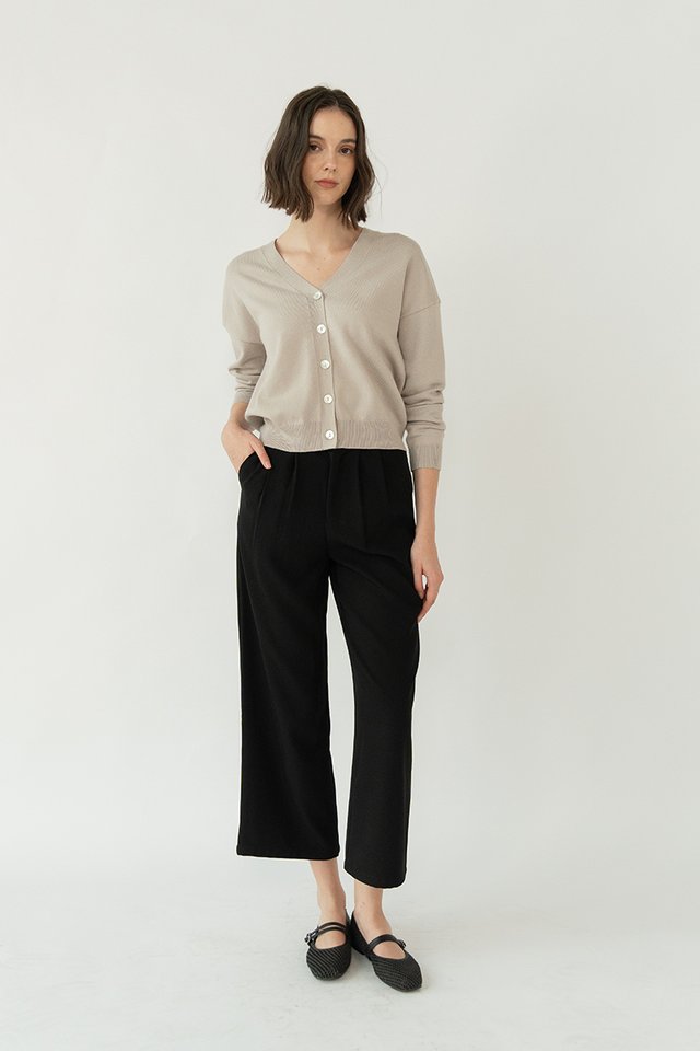 PAUL WIDE LEG CROPPED PANTS BLACK