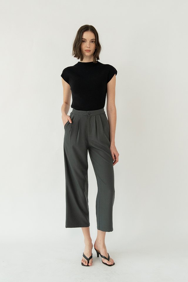 PAUL WIDE LEG CROPPED PANTS GUNMETAL