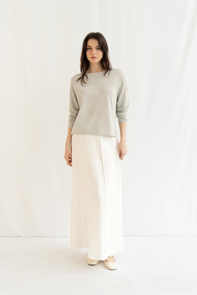 SIENNA SOFT KNIT SWEATER TOP HEATHER GREY