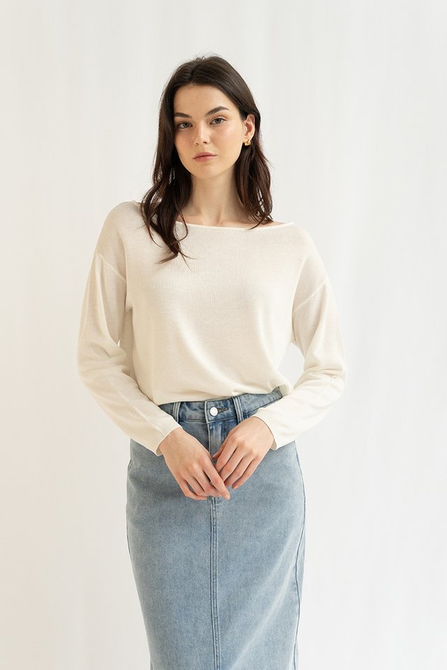 SIENNA SOFT KNIT SWEATER TOP WHITE
