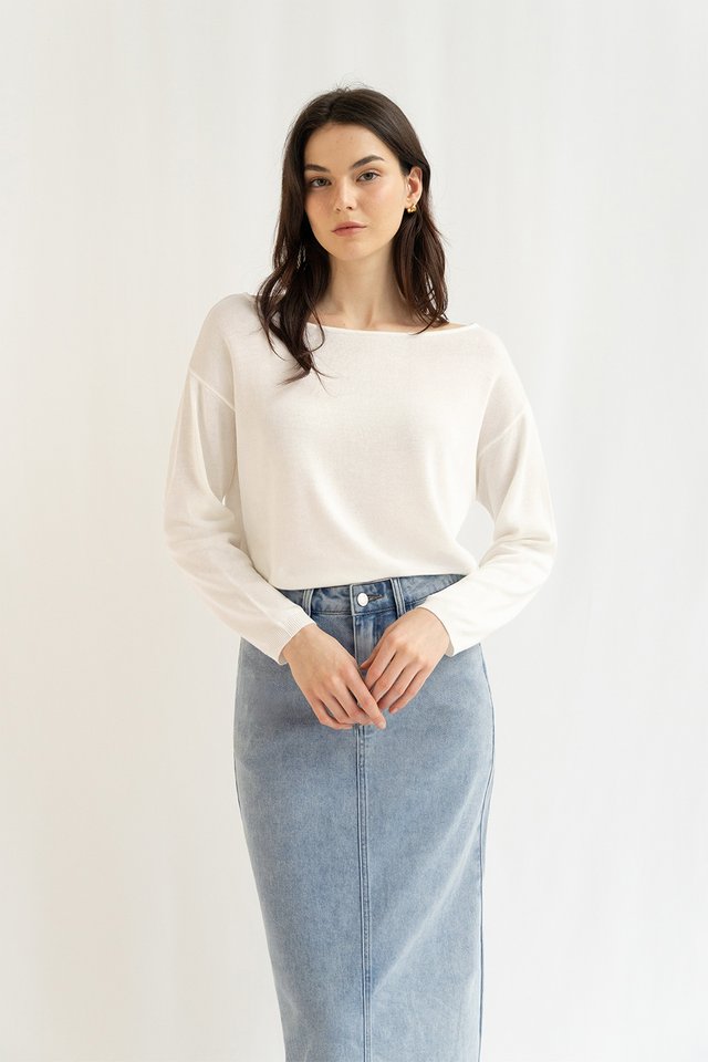 SIENNA SOFT KNIT SWEATER TOP WHITE