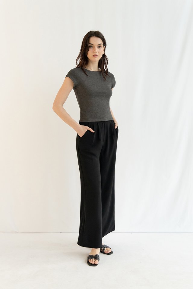 TAMMY BOATNECK COTTON TEE SLATE