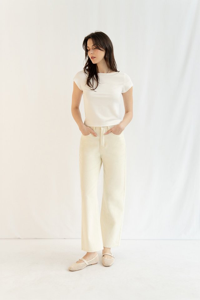 TAMMY BOATNECK COTTON TEE WHITE