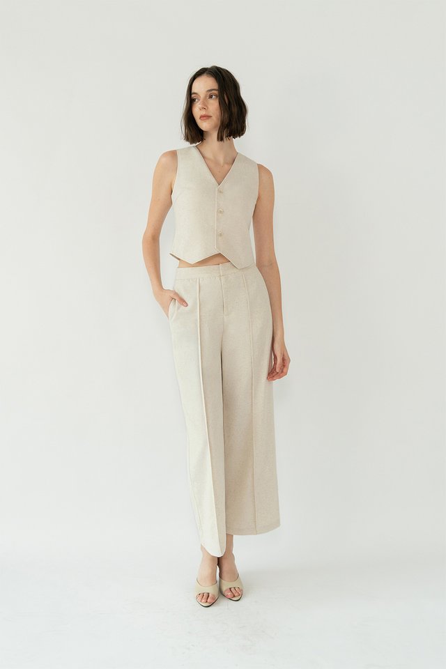 AKIRA LINEN WIDE LEG PANTS SAND