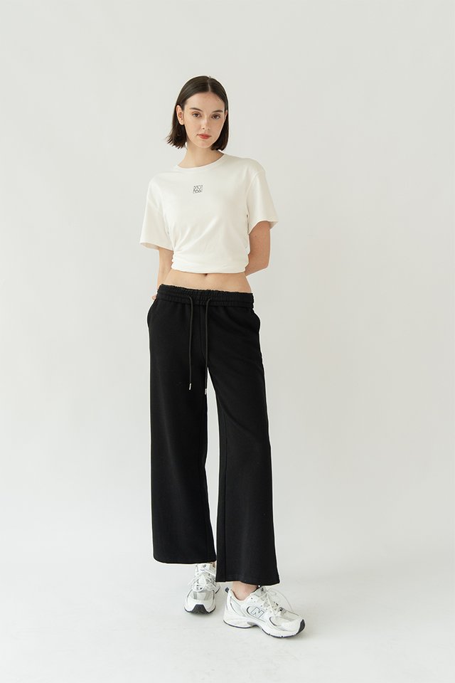 ARLO COTTON DRAWSTRING PANTS BLACK