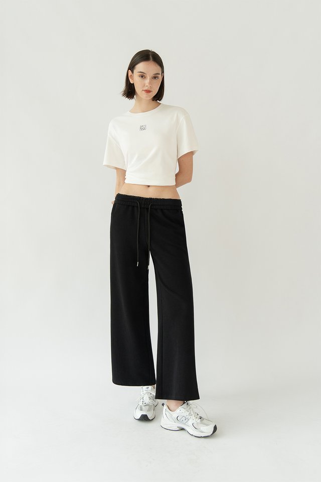 ARLO COTTON DRAWSTRING PANTS BLACK