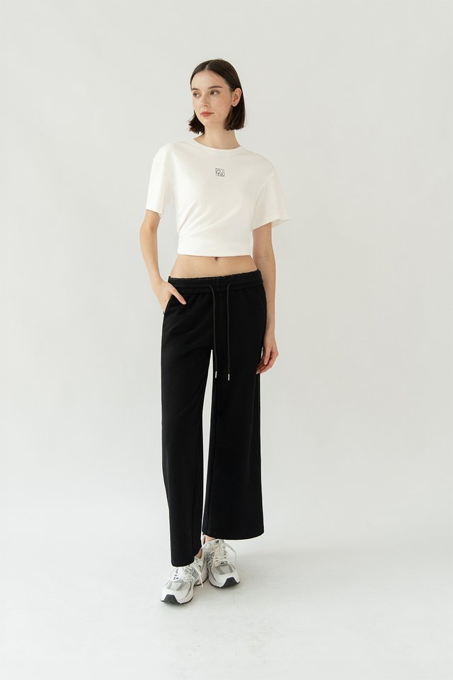 ARLO COTTON DRAWSTRING PANTS BLACK