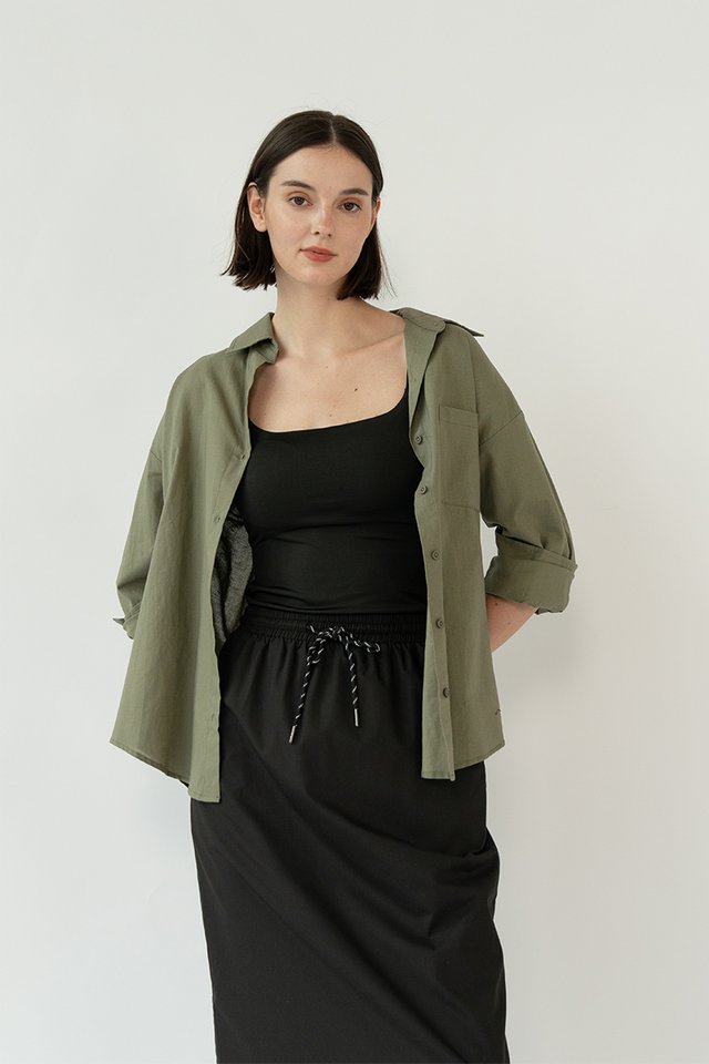 BRIE LINEN OVERSIZED SHIRT HERB