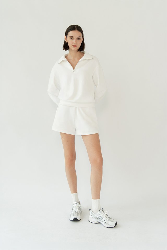 COREY COTTON HALF-ZIP PULLOVER WHITE