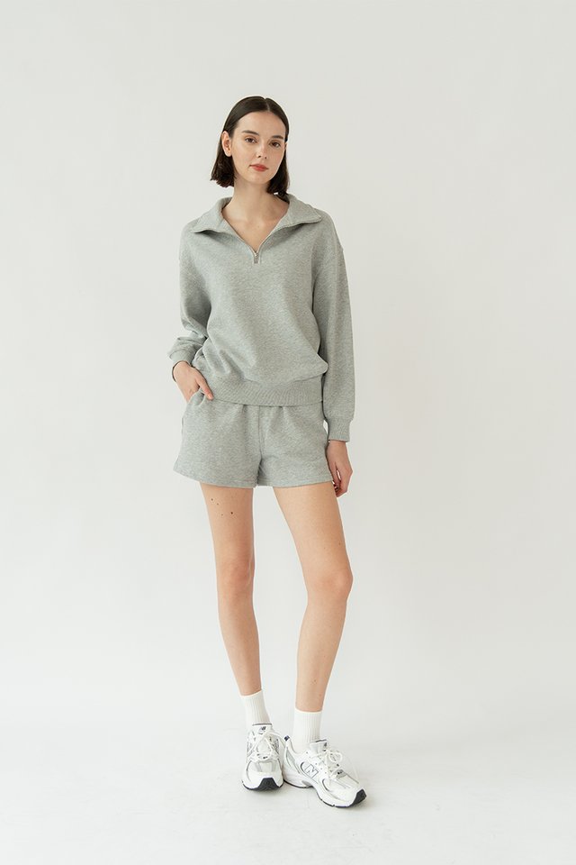 COREY COTTON HALF-ZIP PULLOVER HEATHER