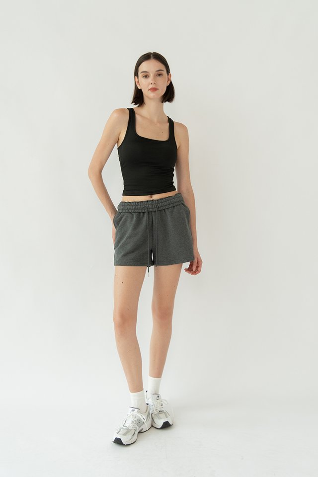 GLENN COTTON DRAWSTRING SHORTS SLATE