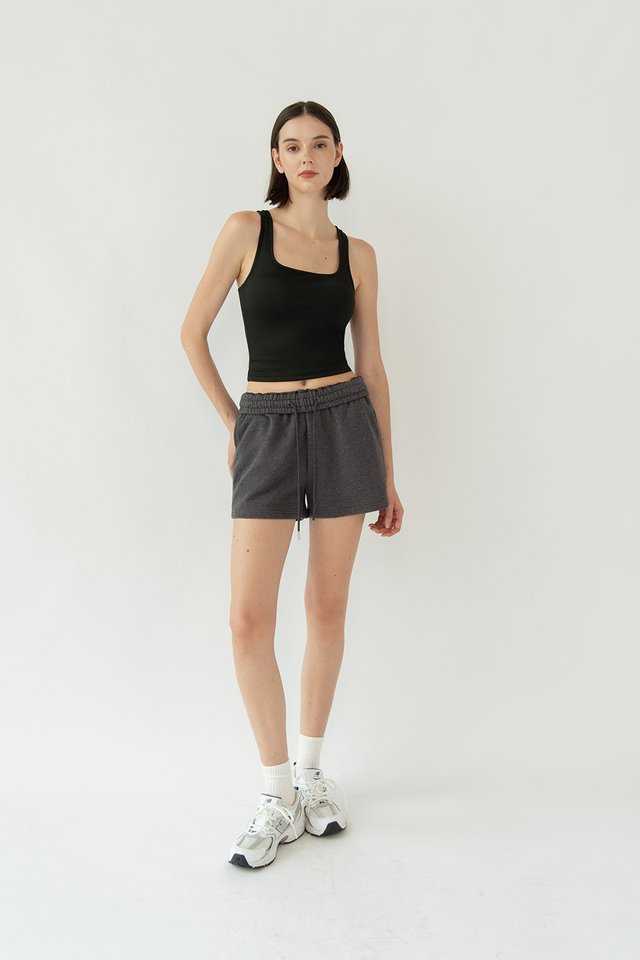 GLENN COTTON DRAWSTRING SHORTS SLATE