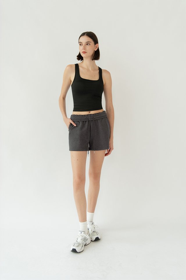 GLENN COTTON DRAWSTRING SHORTS SLATE
