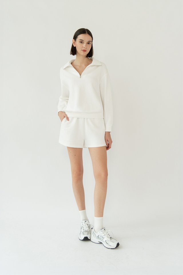 GLENN COTTON DRAWSTRING SHORTS WHITE