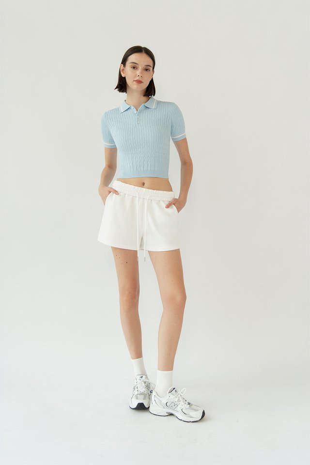 GLENN COTTON DRAWSTRING SHORTS WHITE