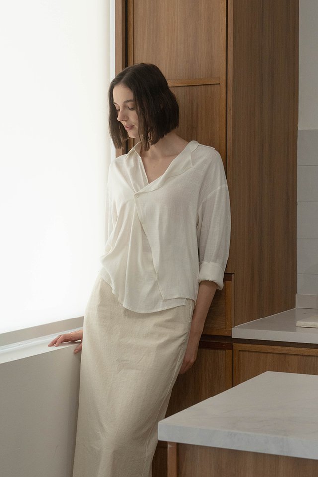 JAE FOLDOVER SOFT LINEN SHIRT WHITE