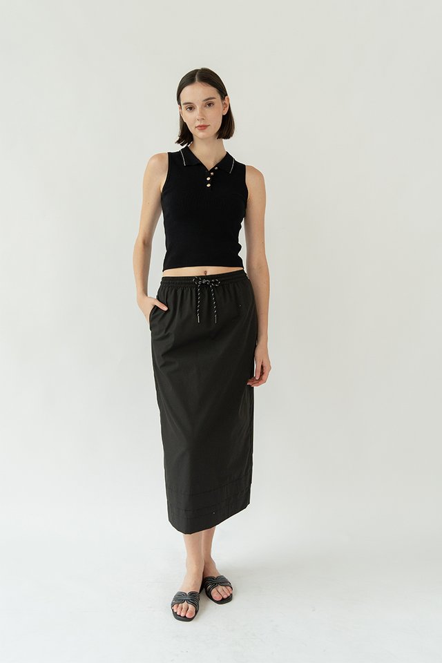 JULIE DRAWSTRING SKIRT BLACK