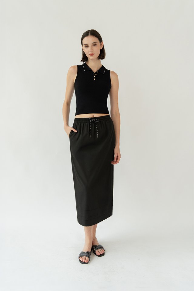 JULIE DRAWSTRING SKIRT BLACK