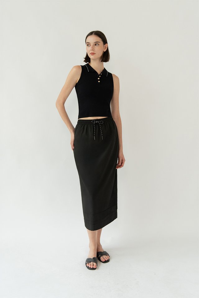 JULIE DRAWSTRING SKIRT BLACK