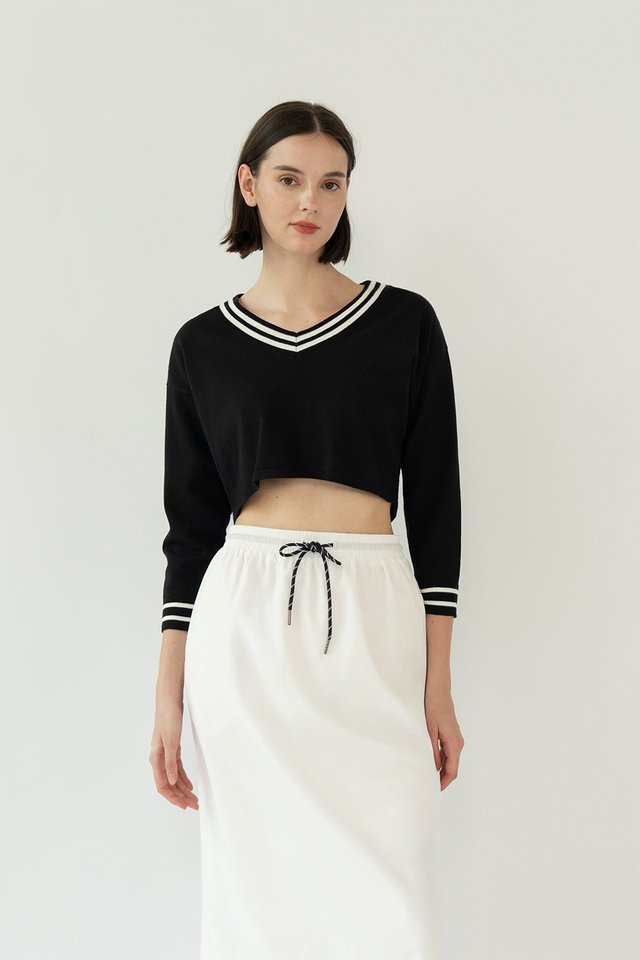 LEX CROPPED KNIT SWEATER BLACK