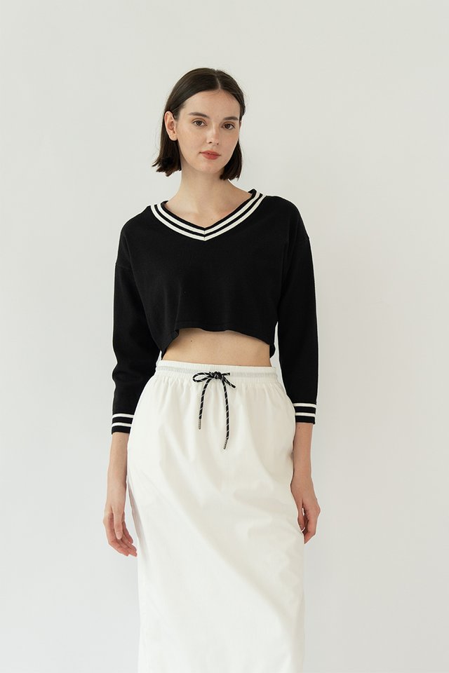 LEX CROPPED KNIT SWEATER BLACK
