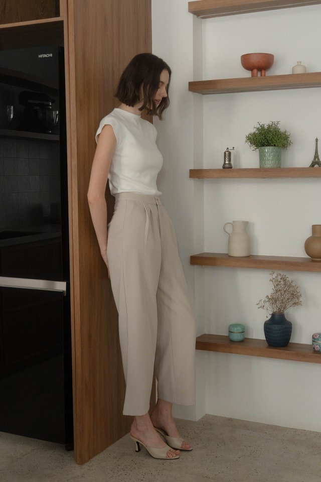 PAUL WIDE LEG CROPPED PANTS CASHEW