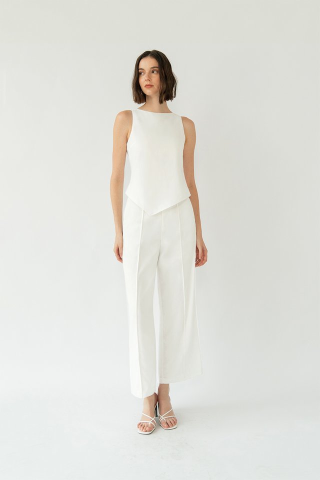 RIN LINEN ASYMMETRIC TOP WHITE