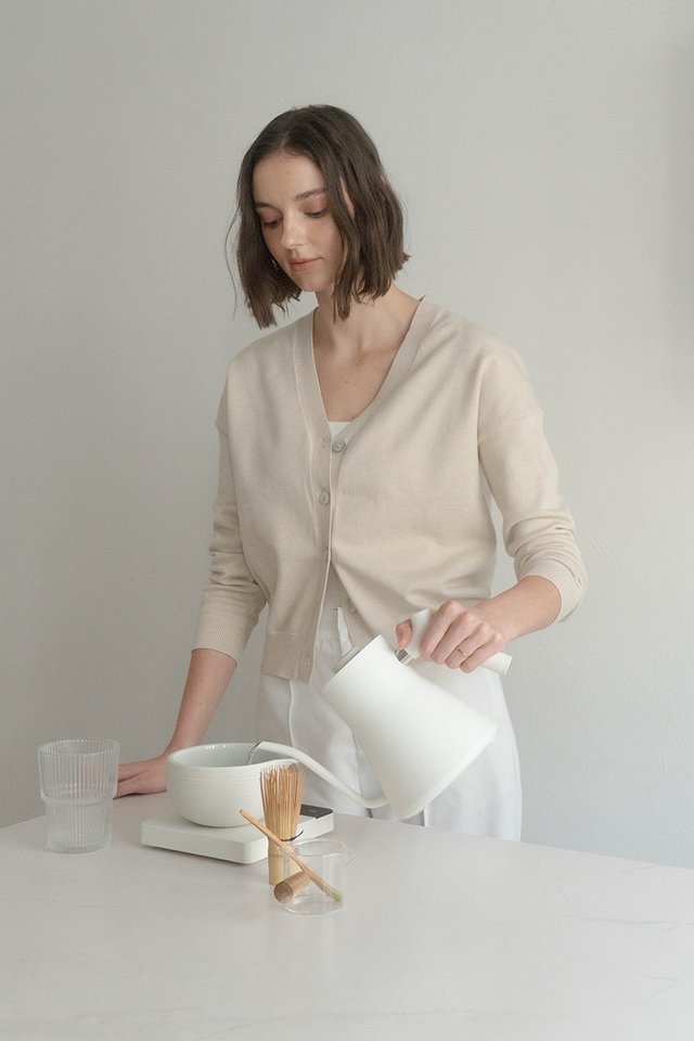 ROSSI BUTTON FRONT KNIT CARDIGAN TOP COCONUT