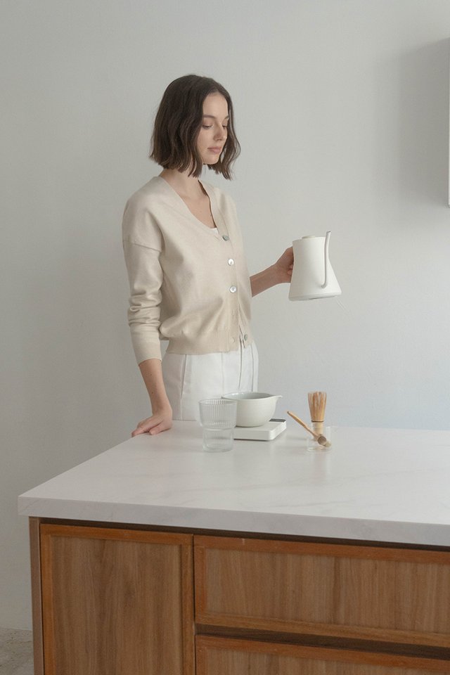 ROSSI BUTTON FRONT KNIT CARDIGAN TOP COCONUT