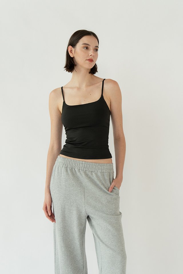 UNA PADDED CAMISOLE TOP BLACK