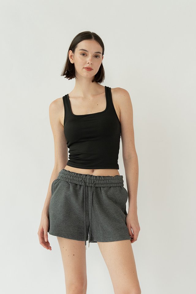 ZOE OPEN BACK PADDED TANK TOP BLACK