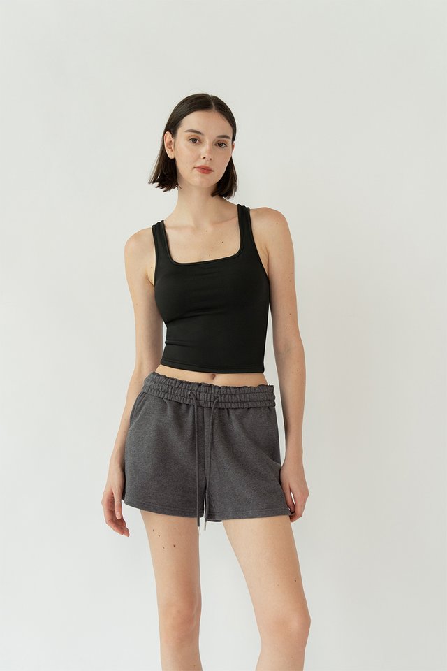 ZOE OPEN BACK PADDED TANK TOP BLACK