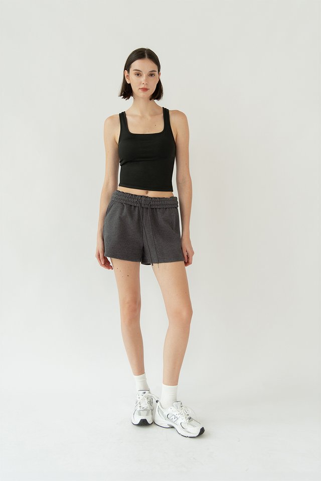ZOE OPEN BACK PADDED TANK TOP BLACK