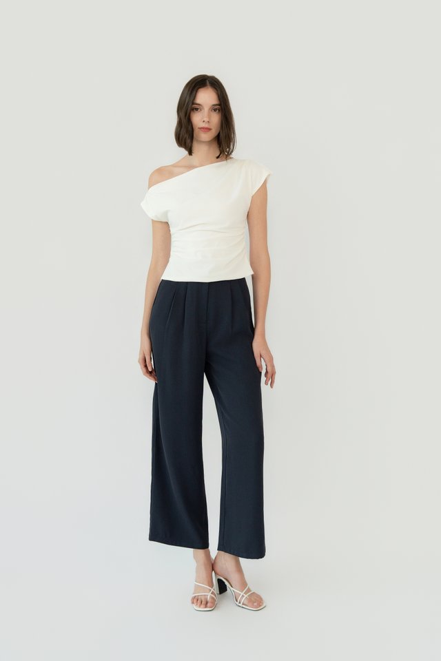 ASYMMETRIC DRAPED TOP WHITE