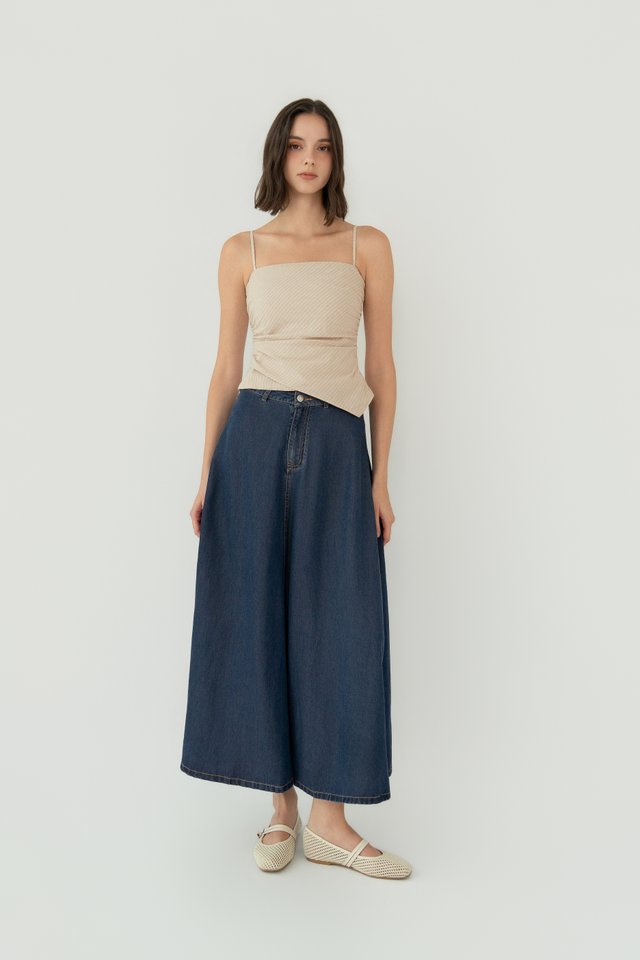 ASYMMETRIC RUCHED TOP SAND STRIPES