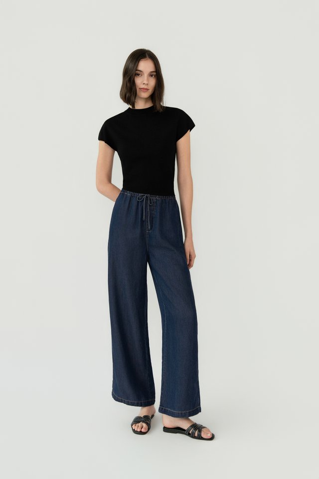 FUNNEL NECK KNIT TOP BLACK