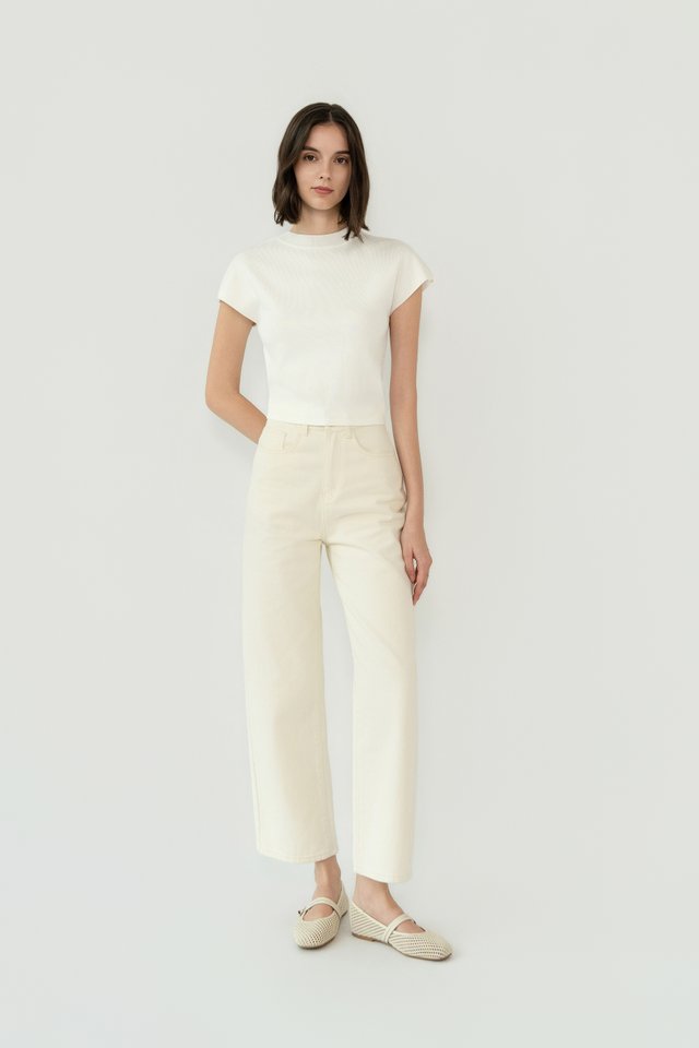 FUNNEL NECK KNIT TOP WHITE