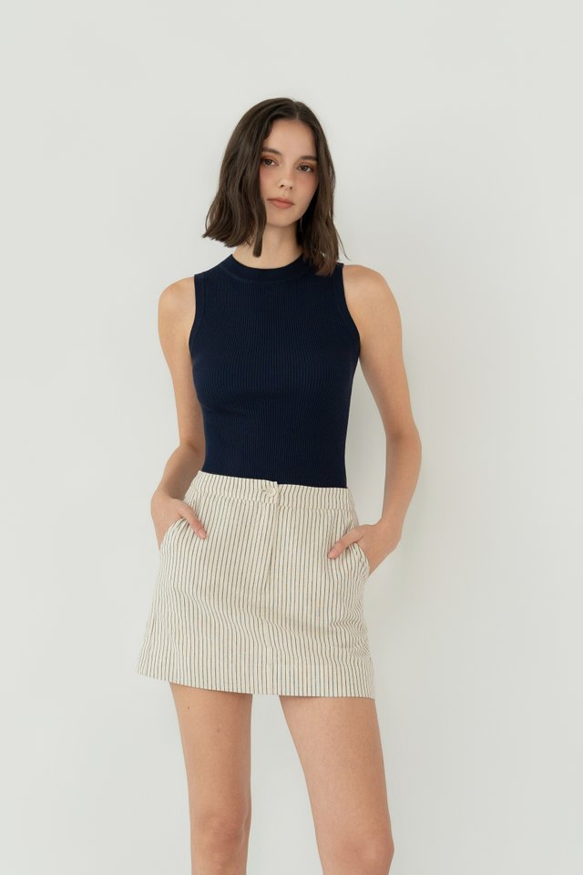 HIGH NECK KNIT TANK NAVY