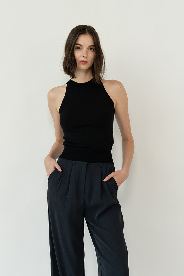 HIGH NECK KNIT TOP BLACK
