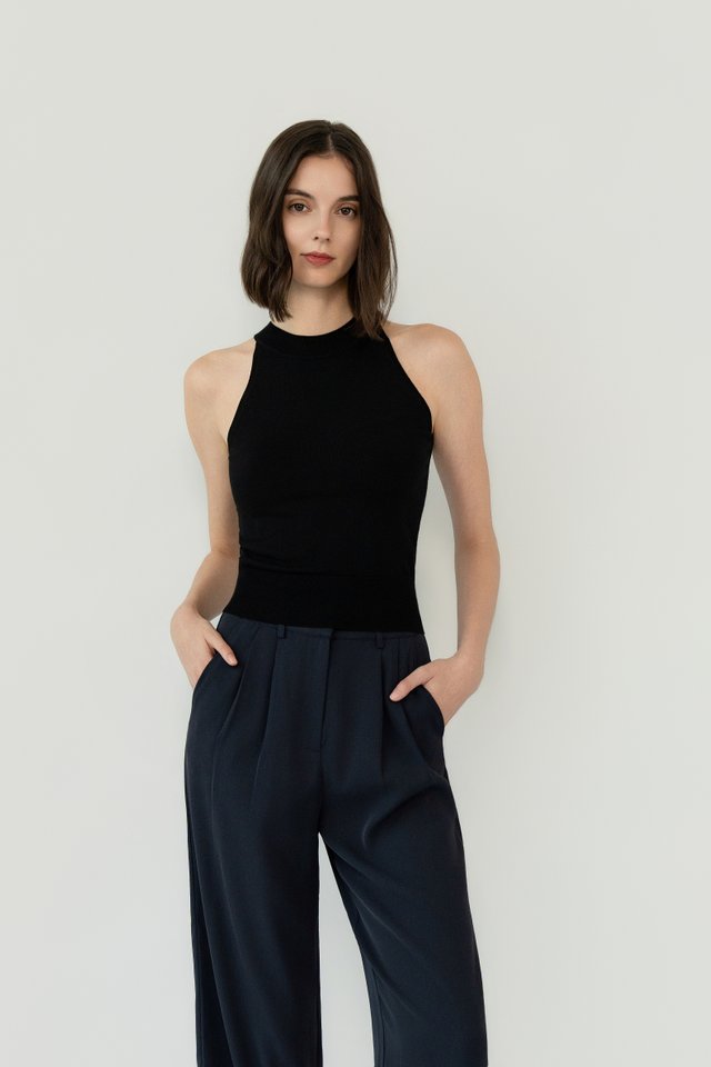 HIGH NECK KNIT TOP BLACK