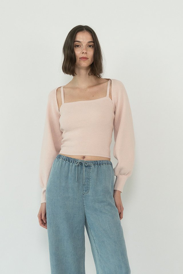 KNIT CARDIGAN SET SWEETPEA PINK