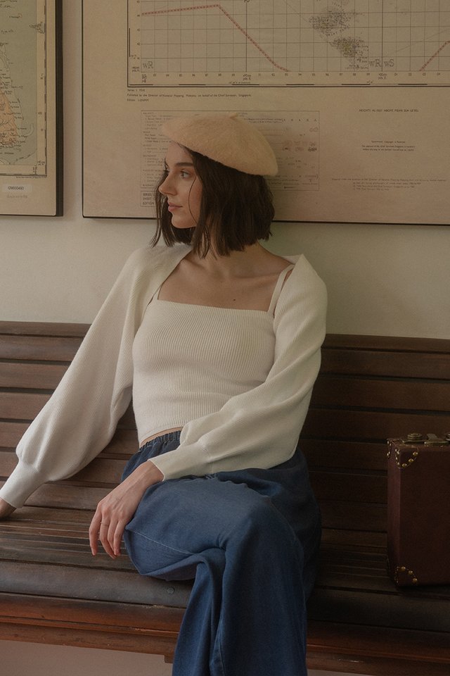 KNIT CARDIGAN SET WHITE