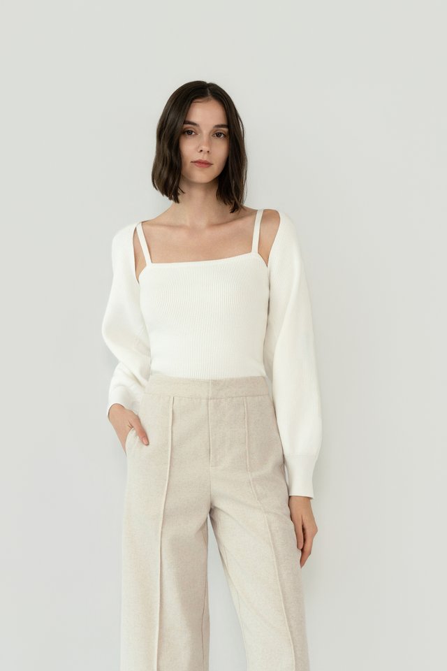 KNIT CARDIGAN SET WHITE