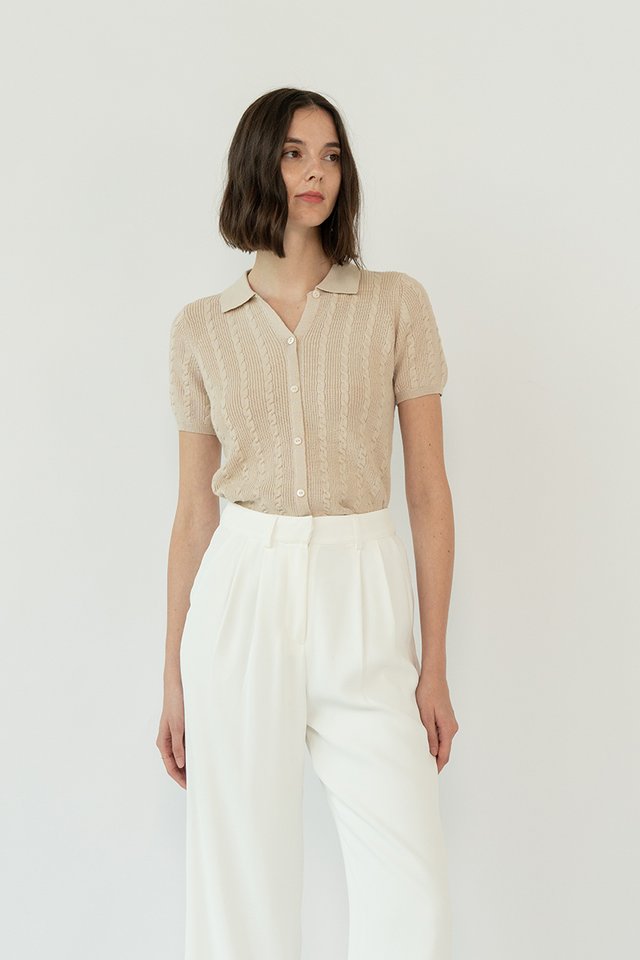 KNIT POLO SHIRT ALMOND