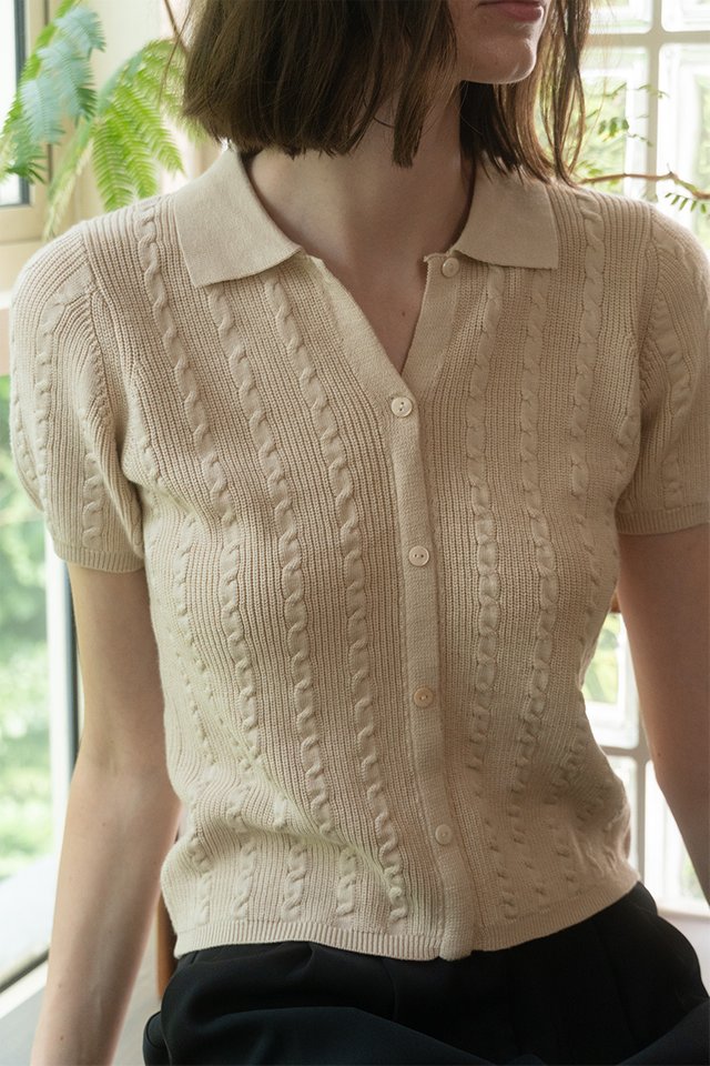 KNIT POLO SHIRT ALMOND