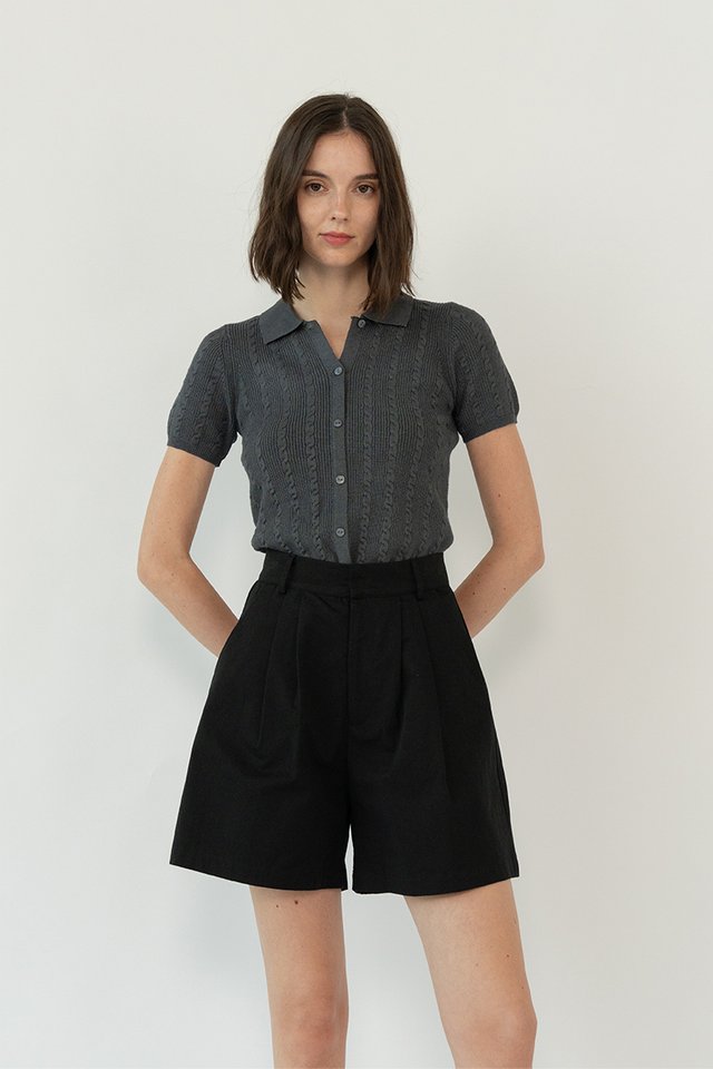 KNIT POLO SHIRT DARK GREY