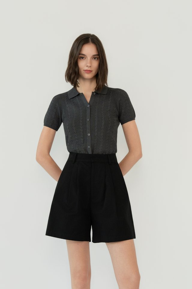 KNIT POLO SHIRT DARK GREY
