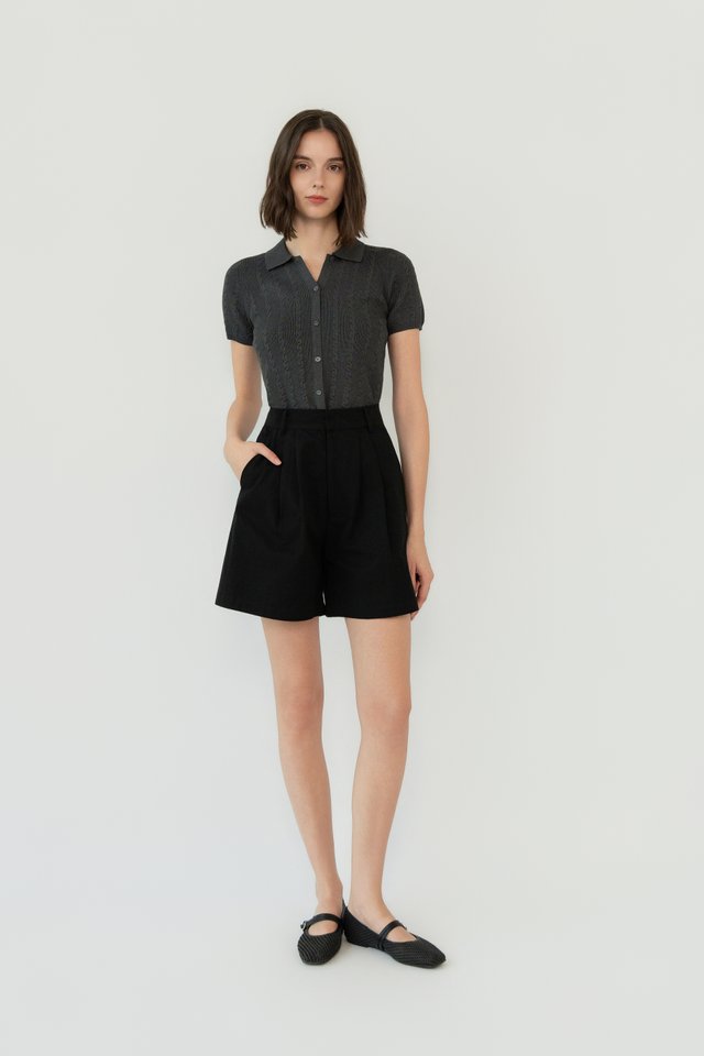 KNIT POLO SHIRT DARK GREY