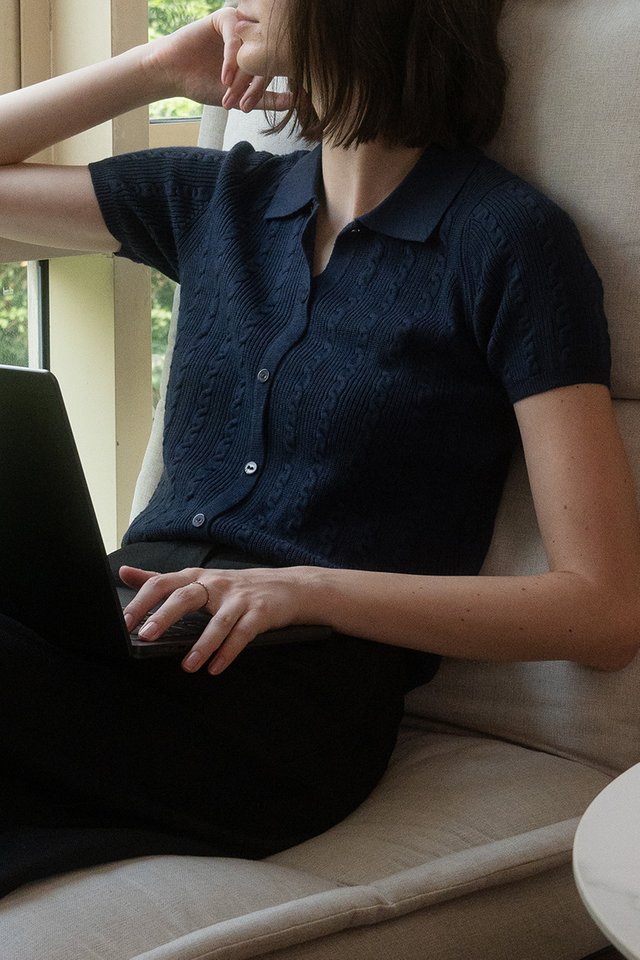KNIT POLO SHIRT MIDNIGHT